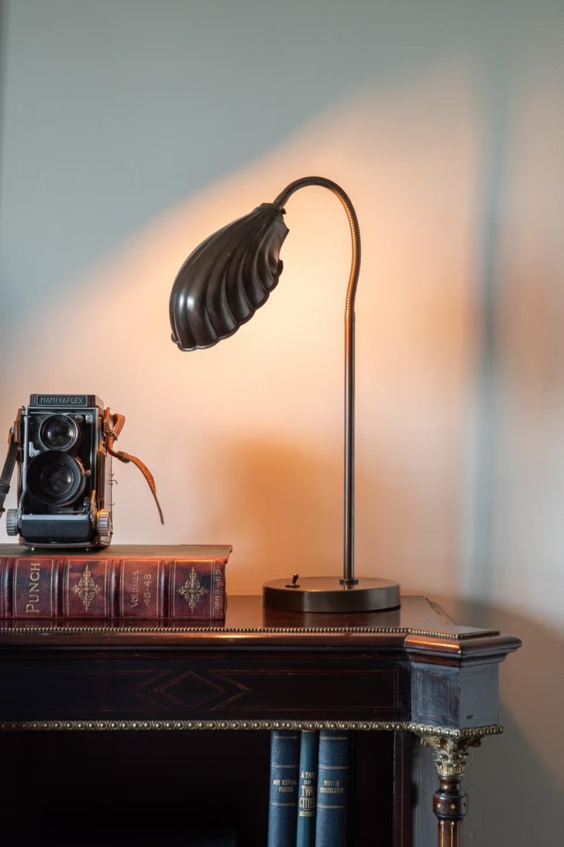 L&aacute;mpara de mesa ajustable de lat&oacute;n antiguo estilo Art D&eacute;co, Fritz Fryer